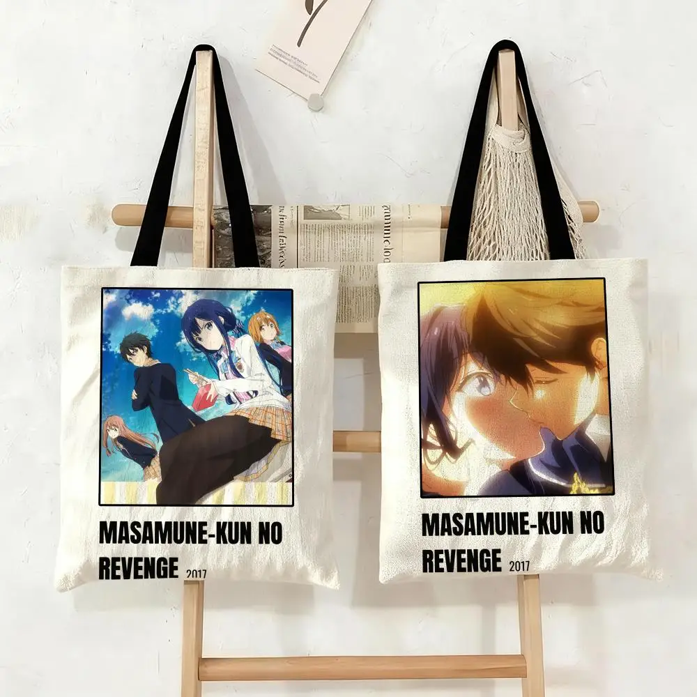Bolsas de almacenamiento R-R-Revenge de Masamune-kun, bolsa de lona de gran capacidad para estudiantes mujeres, para guardar libros, bolso de mano para mamá