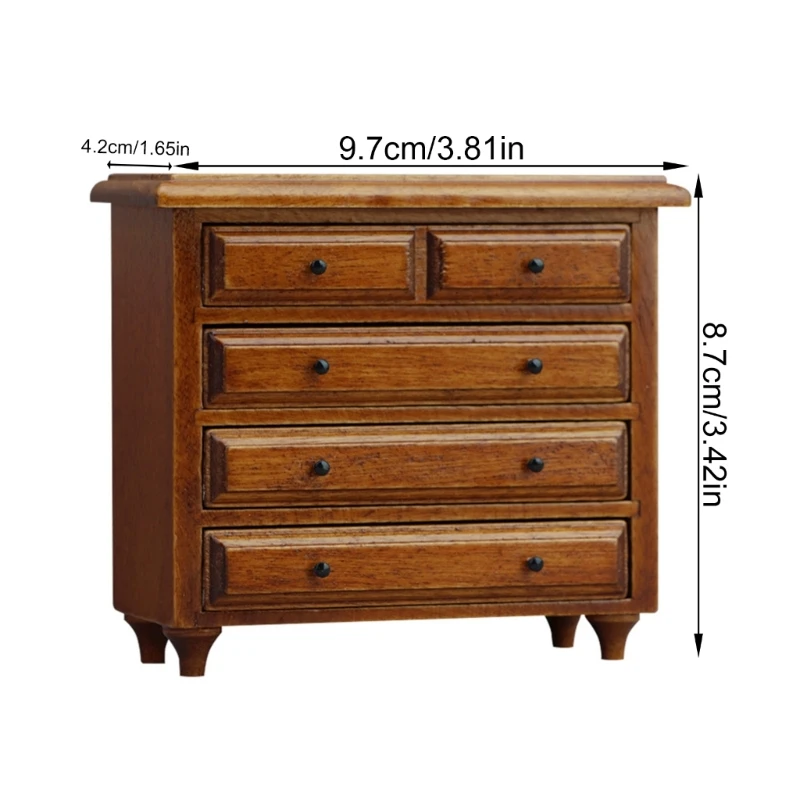 Mini gabinete detallado 5 cajones con acabado en castaño, construcción robusta, para organización casas 15UB