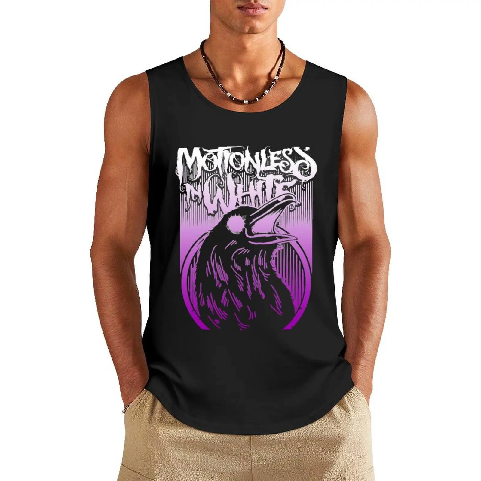 

Creatures Purple White Motionless Art Gift Fan Tank Top gym wear men summer Men's tops mens clothing