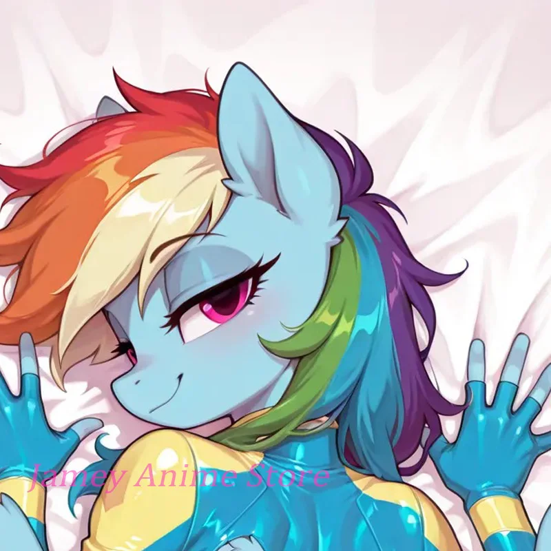 Dakimakura Pillowcase Pick Your Pony Rainbow Furry Anime Double-Sided Print Gift Life-Size Body Pillow Cover