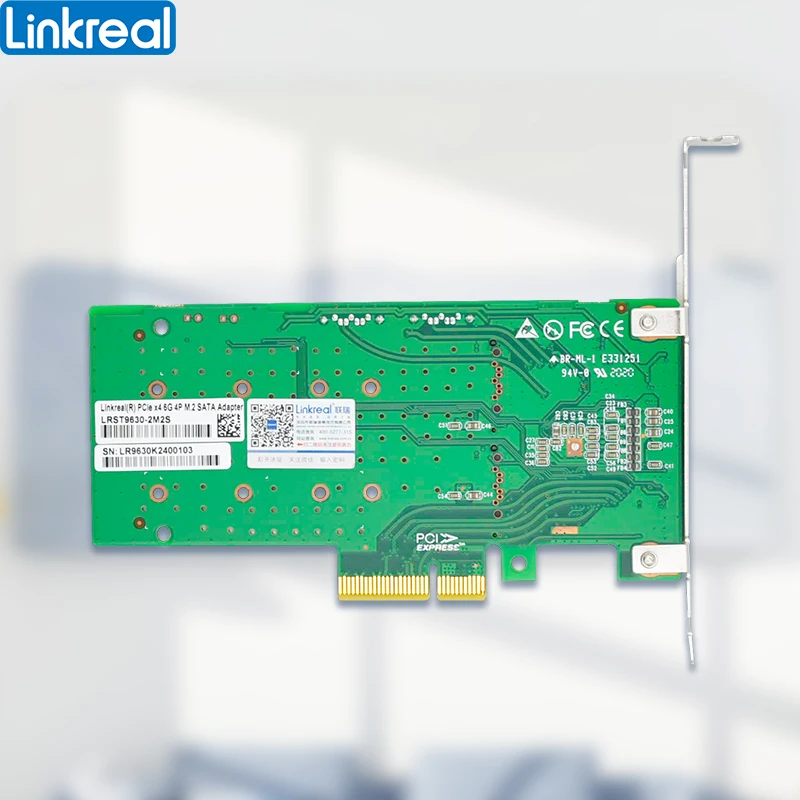 Linkreal Four-Lane PCIe 2.0 4 Port M.2 SATA 3.0 RAID Controller Card with Marvell 88SE9230 Chipset-LRST9630-2M2S