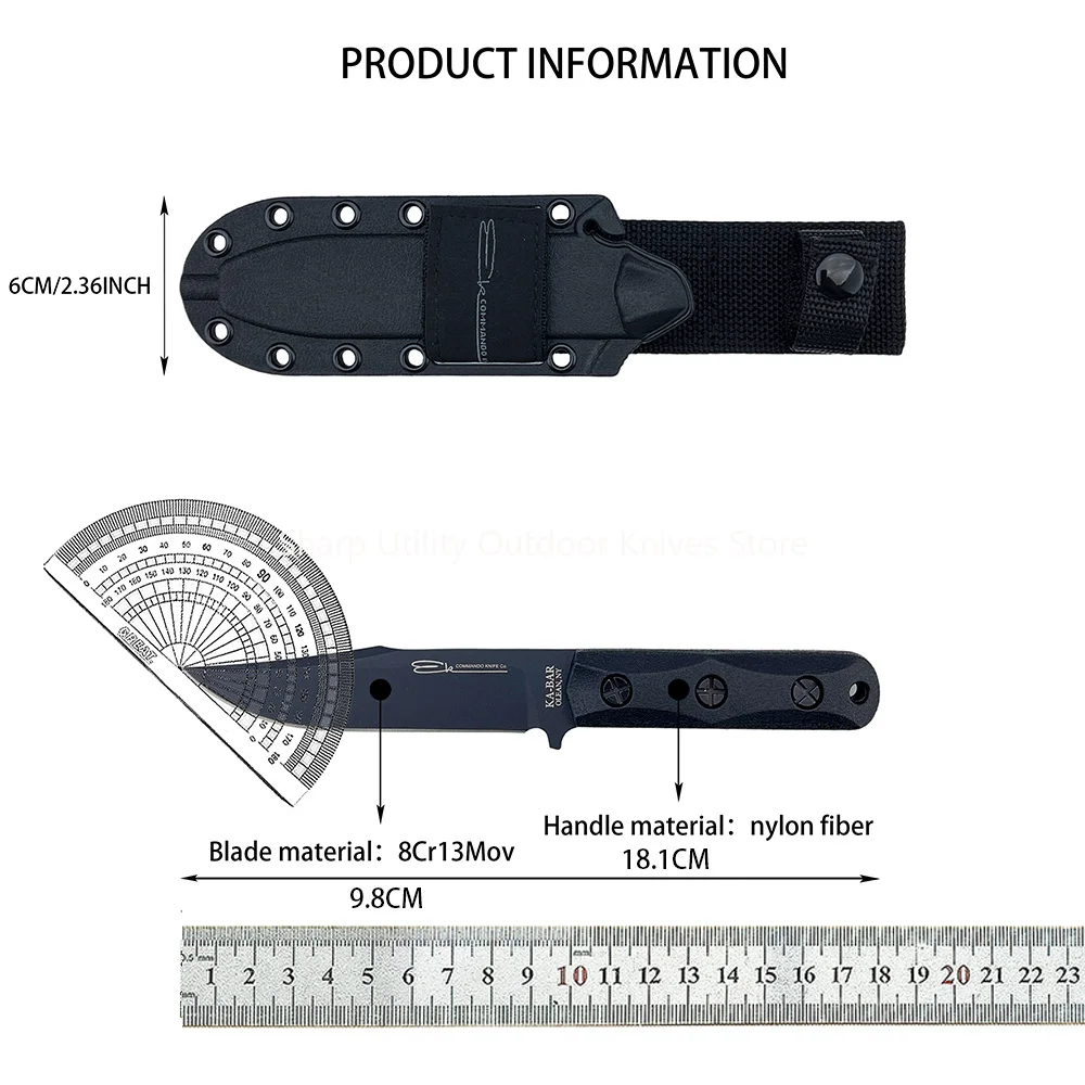 KB EK50 Fixed 8Cr13Mov Blade Knife with Sheath Outdoor Exploration Mountaineering Picnic Walking Tour Multi Purpose Cutting Tool