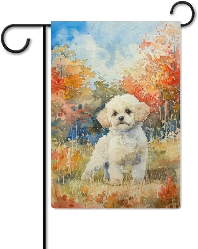 Fall Goldendoodle Garden Garden Flag 12x18 Inch Double Sided for Outside Small Burlap Yard Flag, style