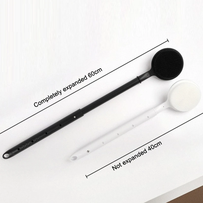 1pcs Silicone Back Scrubber For Shower Bath Body Brush With Telescopic Adjustable Long Handle Double Sided Shower Brush