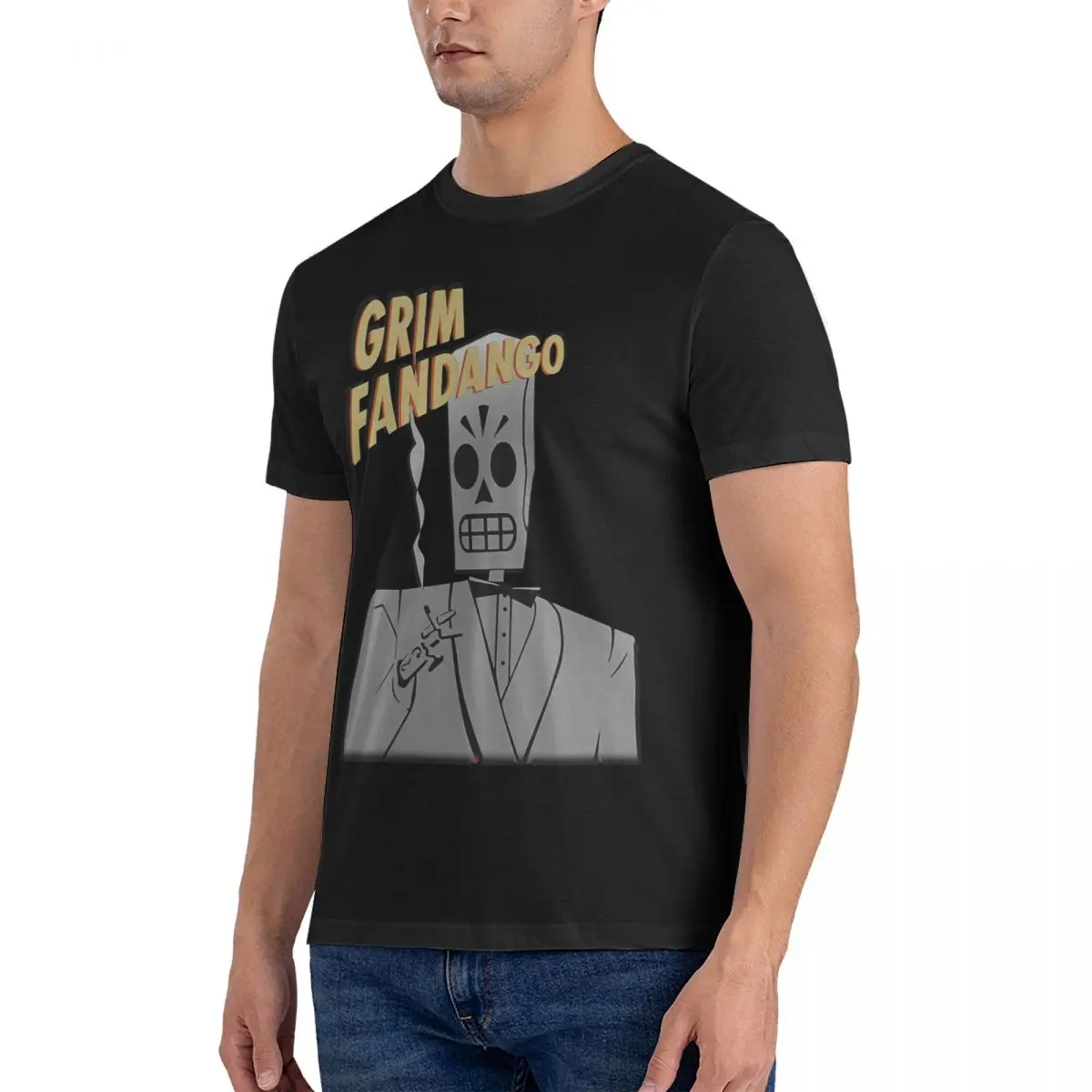 Camiseta de manga corta para hombre, camisa de cuello redondo con estampado gráfico, 100% algodón, Humor de cigarrillo, g-grim Fandango