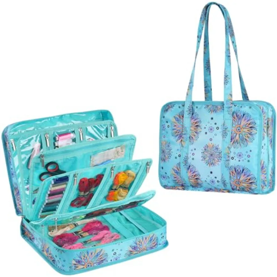 

Сумка-органайзер Hautton для швейных принадлежностей, большая вместительная сумка с прозрачными карманами и ручкой для вязания и рукоделия