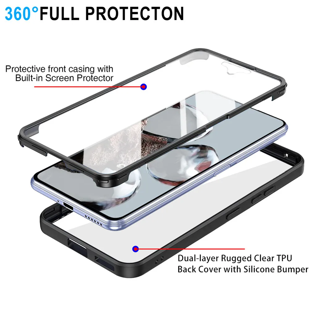 360 Full Protection Case For Xiaomi Redmi 9A 9C 10 10C Note 9 10 11 11T Pro 10s K40 12 Pro Lite Double-Sided POCO X3 F3 F5 Cover