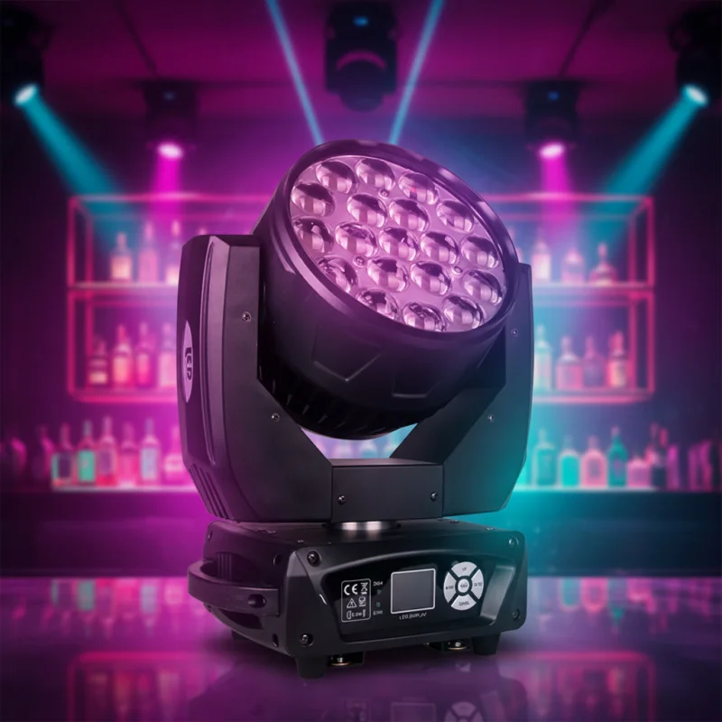 

Avastron Factory Price 19x15W RGBW LED Wash Moving Head Zoom DMX512 Sound Control Aluminum Pan/Tilt 540/270 CRI80 Lights