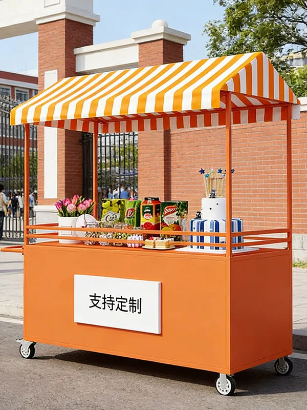 Wrought iron stall trolley night market mobile dining car Internet celebrity market display stand foldable promotional
