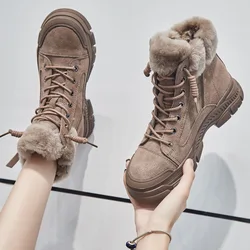 GKTINOO 2024 Winter Shoes Women Snow Boots Thick Sole Warm Plush Winter Shoes Genuine Leather Suede Women Ankle Boots Sneakers