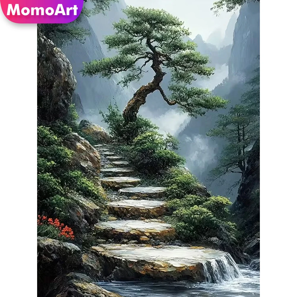 Momoart Neuerscheinung Diamant-Malerei Baum-Landschaft DIY Bild Strass Diamant-Mosaik Bastelset Stickerei Heimdekoration