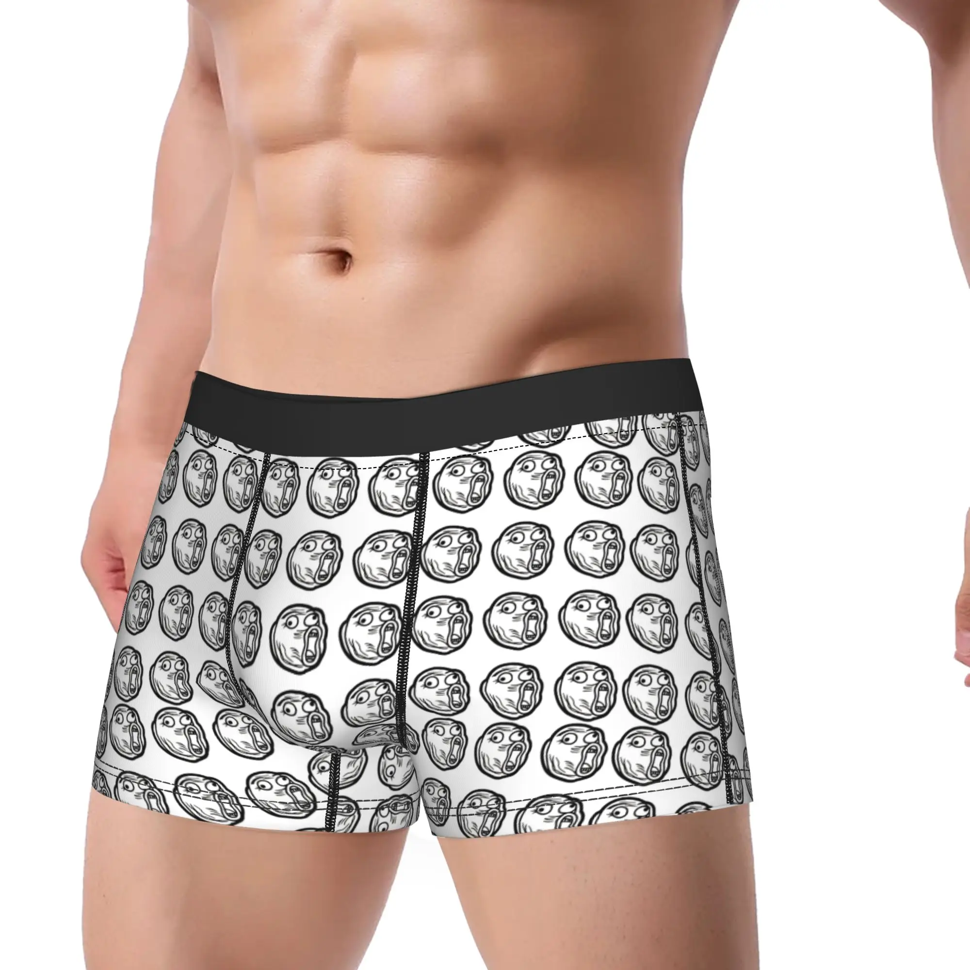 Rage Comic Trollfac Underwear Crazy  Men Underpants Customs Novelty Boxer Shorts High Quality Boxer Brief Big Size 2XL