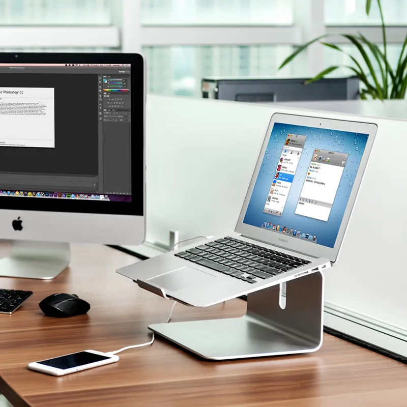 

Aluminum Laptop Stand with Rotating Base Monitor Riser for Desk Ergonomic Notebook Holder for Office and Home Storage Holders