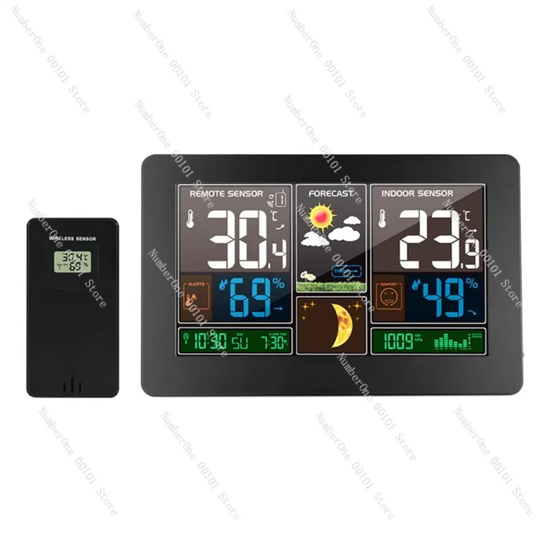 Alarm Clock Color Screen Weather Forecast Clock Radio Indoor Outdoor Temperature Humidity LCD Electronic Clock