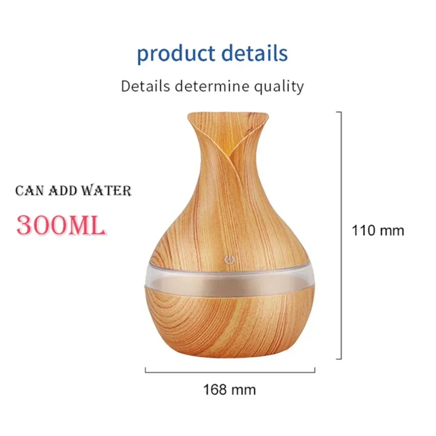 Cool Mist Ultrasonic Air Humidifier with 300ML Capacity, USB Power, Essential Oil Aromatherapy, and LED Light - Perfect for Humi