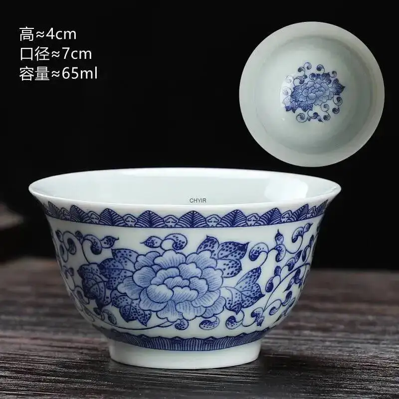 65ml Blue and White Ceramic Tea Cup Porcelain Personal Teacup Household Meditation Cup