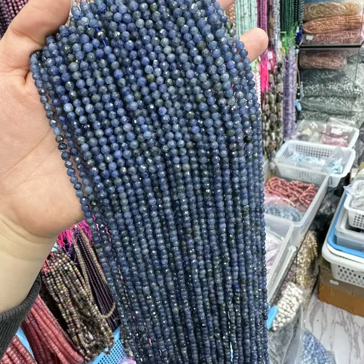 

Wholesale AAAA Natural Blue Sapphire Gemstone 3mm Facted Round Loose Beads Making DIY Bracelet Necklace for Jewelry Accessories