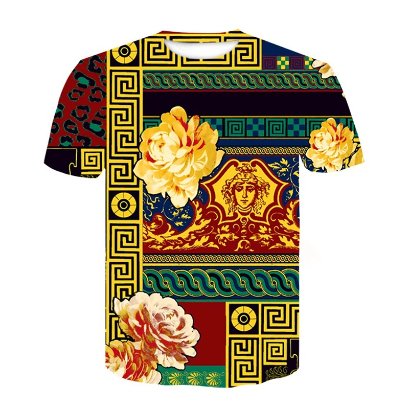 2024 Hot Selling Gold Printed T-shirt Short sleeved Summer Kids Adult Men\'s Fashion Short sleeved Top