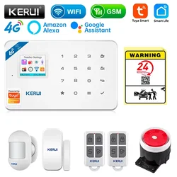 KERUI Security Alarm System Kit W184 4G WIFI GSM Alarm Wireless Home Tuya Smart APP Control Motion Sensor Burglar Support Alexa