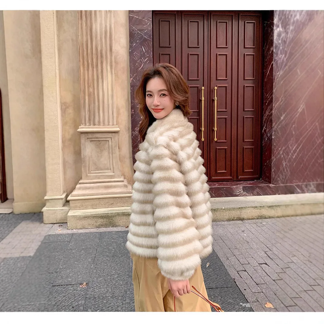 Faux Fur Coats Women Full Sleeve Short Coat Thick Warm Y2k Streetwear Elegant Work Overcoat Jackets Outerwear 2025 Autumn Winter