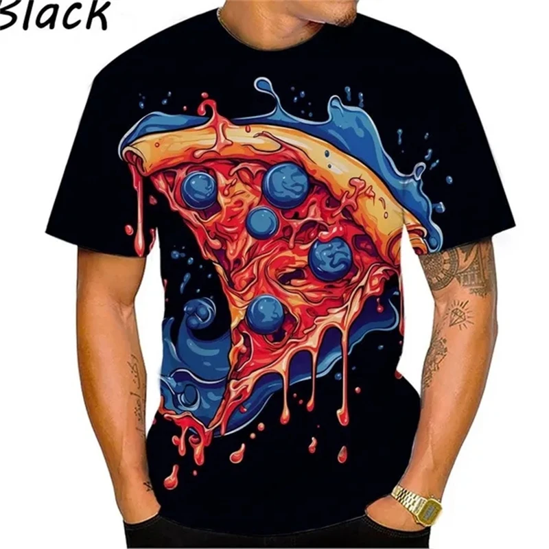 

2024 New Funny Pizza 3D Print T Shirt Men Women Chilren Casual Delicious Food Graphic Harajuku Style Streetwear Top Tees Tshirt