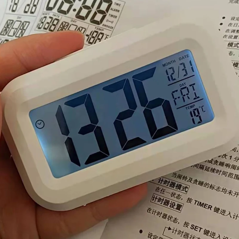 LED Digital Night Glow Alarm Clock Electronic Alarm Laboratory Classroom Timer Backlight Snooze Calendar Clock Temperature