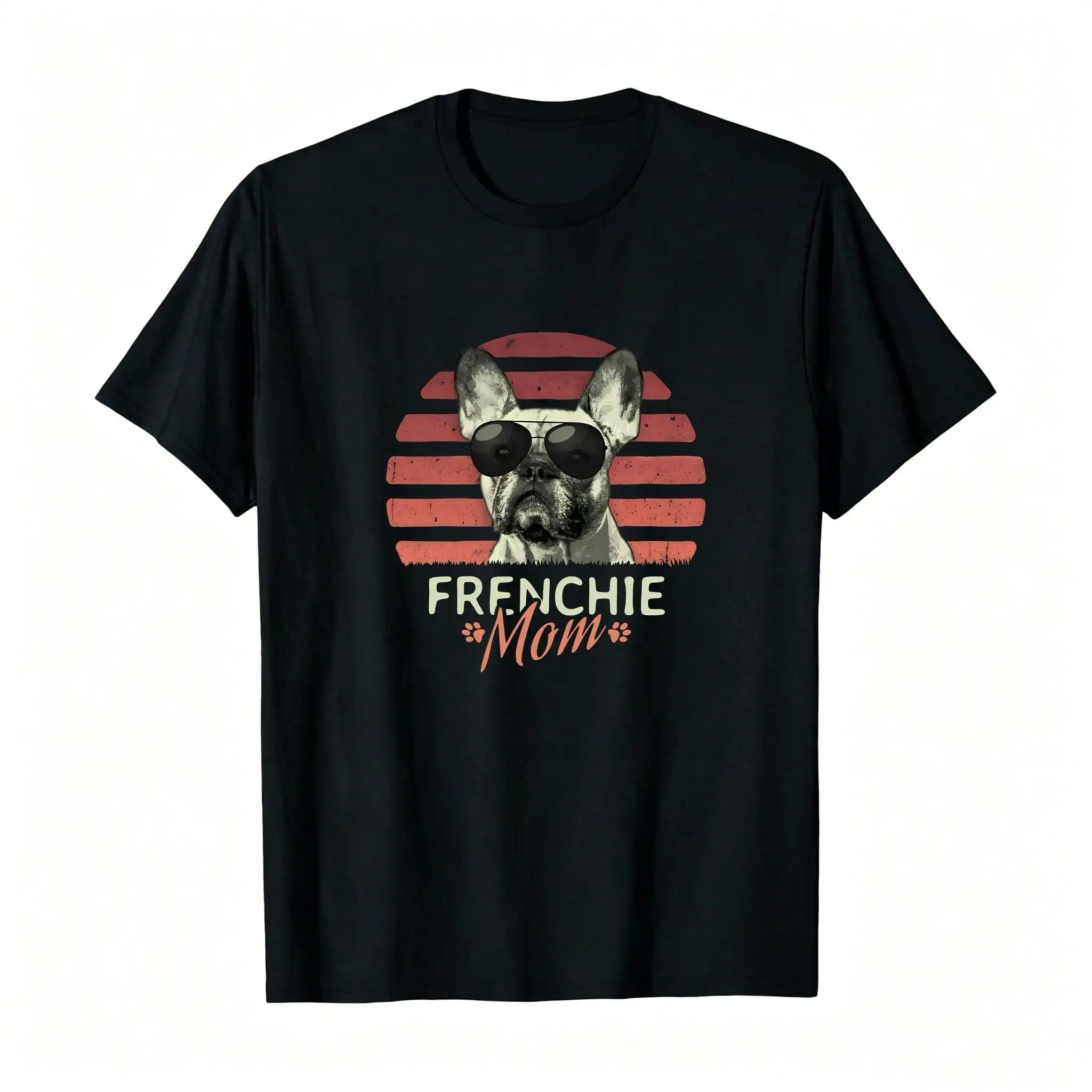 Funny Frenchie Mama - Sudadera con estampado de animales para mujer, talla grande, estilo casual elegante para clima fresco, top transpirable y cómodo de manga corta con cuello redondo, adecuado para todas las estaciones