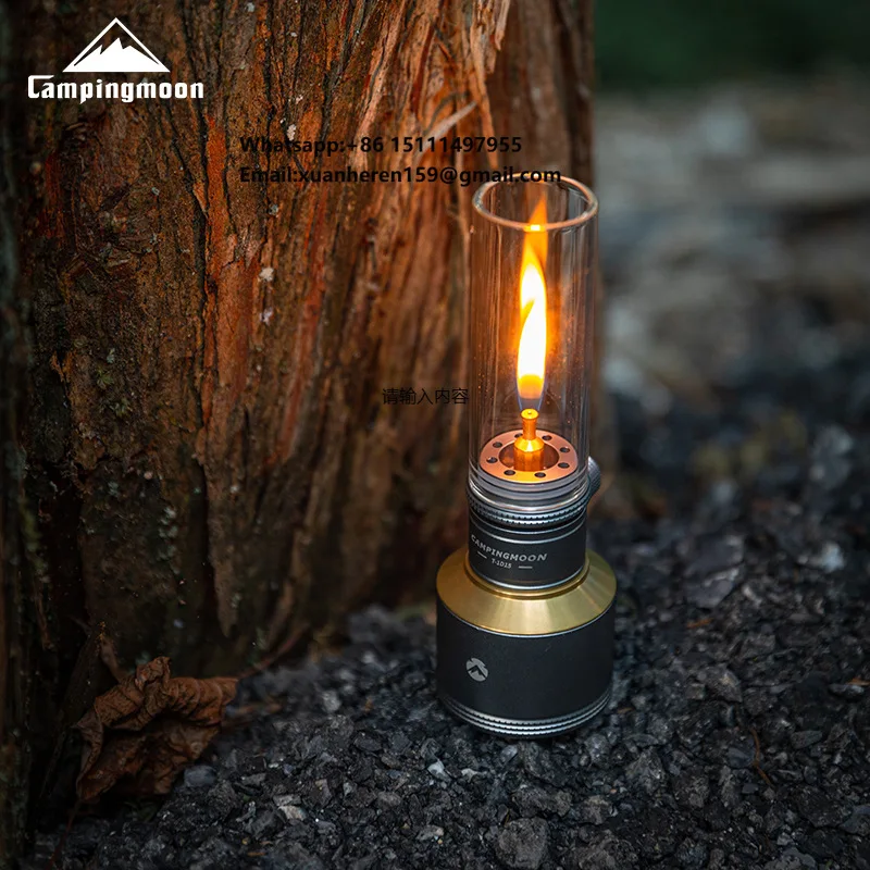 

Three Colors Available Outdoor Camping Gas Ambient Light with Heat-Resistant Glass Shade, Gas Cylinder-Powered Decorative Candle