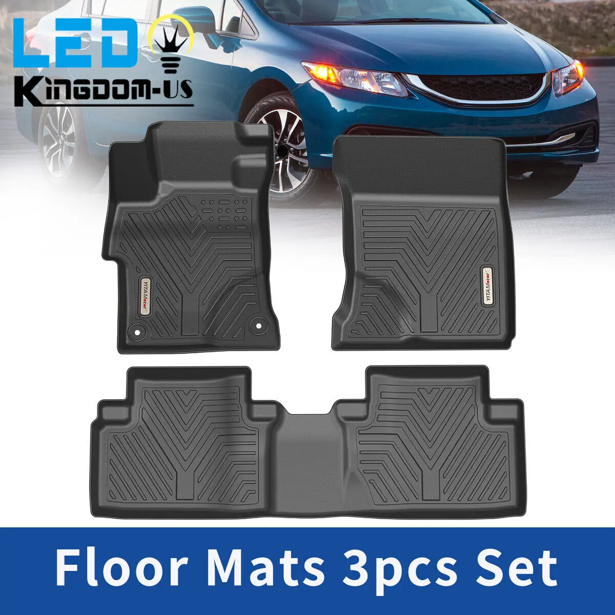 

1st & 2nd Row Car TPE Liners 3D Floor Mats For 2012-2015 Honda Civic All Weather