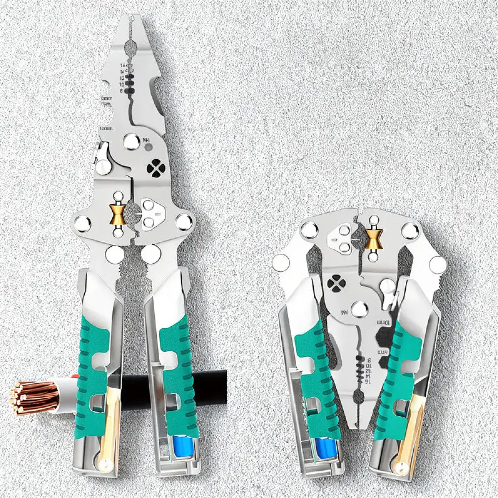 Portable Folding Electrician Pliers Wire Cutter Stripping Tool Voltage Detector Compact DIY Household Repair Equipment