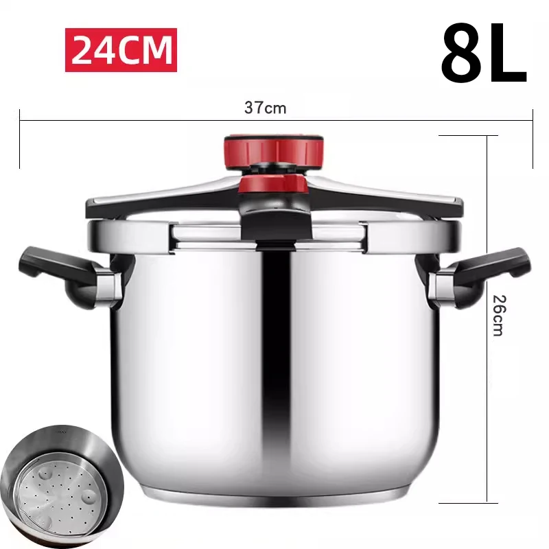 طنجرة ضغط 6L/8L 304 طنجرة ضغط طنجرة تحريض الغاز المنزلية عالمية سميكة مقاومة للانفجار