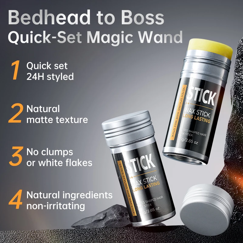 VETES حواف التحكم 75 جرام رجل تصفيف الشمع كسر الشعر عقد الشمع للشعر رجل الشعر الشمع عصا التقاط النمذجة تصفيفة الشعر للجنسين