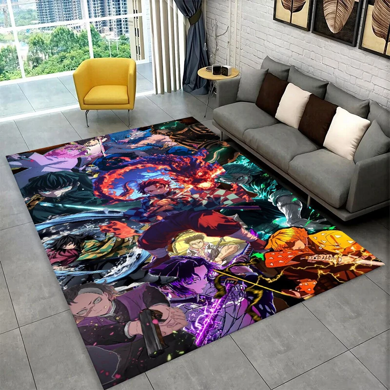 Cartoon Demon Slayer Anime Kamado Nezuko Tanjirou Carpet Rug for Playroom Bedroom Living Room Sofa Home,kid Non-slip Floor Mat