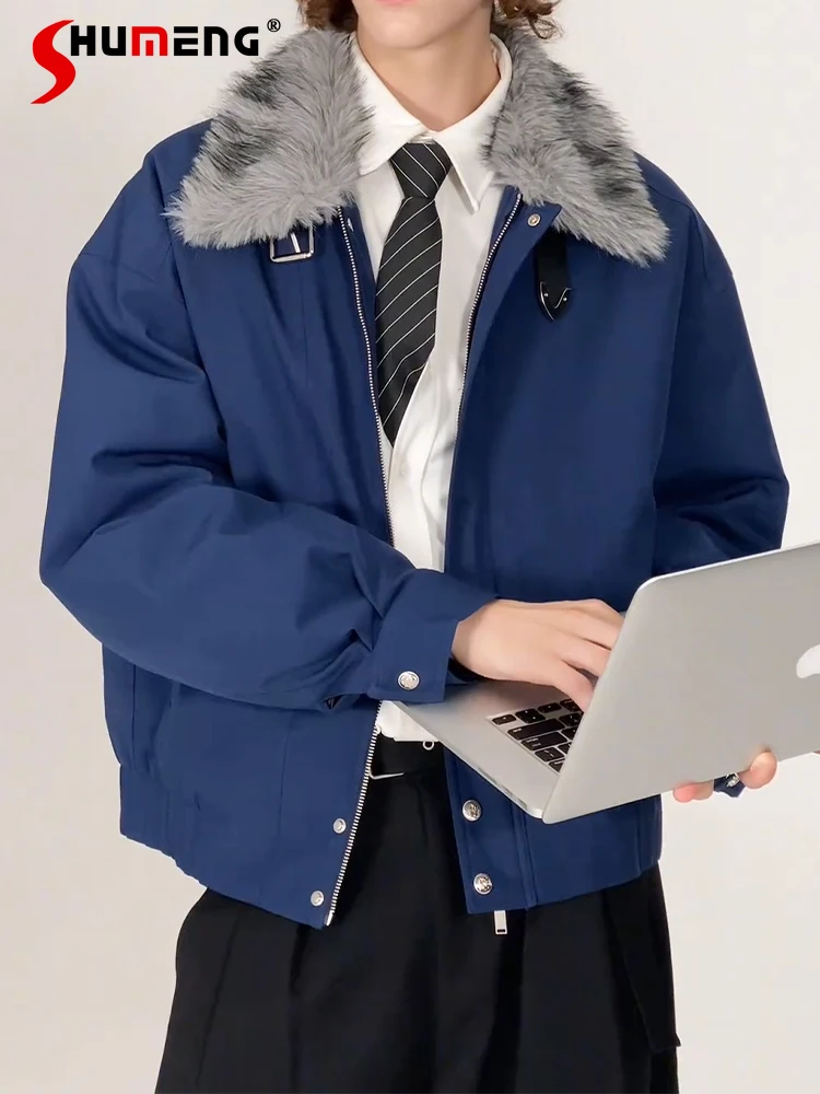 العصرية فو الفراء طوق سترات يندبروف معاطف الرجال 2025 شتاء جديد الراقية سميكة الدافئة معاطف الذكور طويلة الأكمام وسيم سترات #1