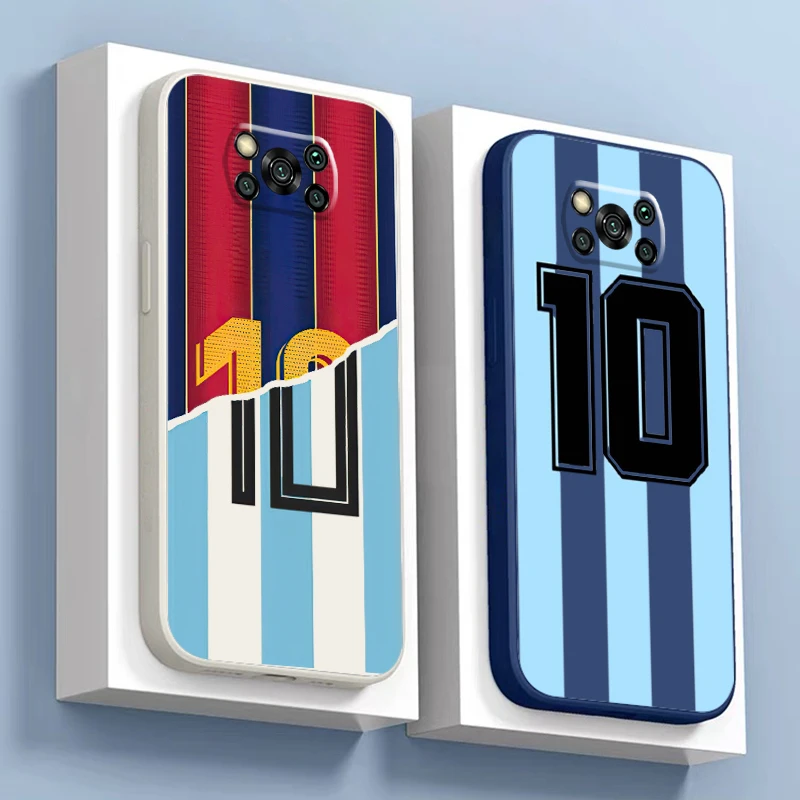 Football Number 10 Jersey Phone Case For Xiaomi POCO F5 F4 F3 GT M4 M3 POCO X5 X4 X3 Pro NFC Funda Liquid Silicone Shell