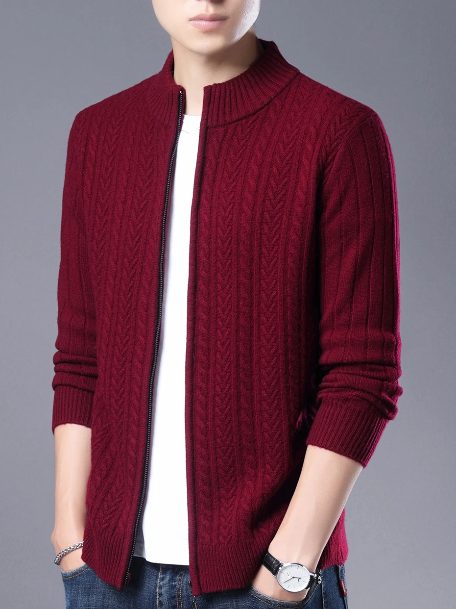 Mens Winter Cardigan zipper Sweater Male Knitted  thick Winter Korean Style Fashion Casual Knitted men Sweatercoats