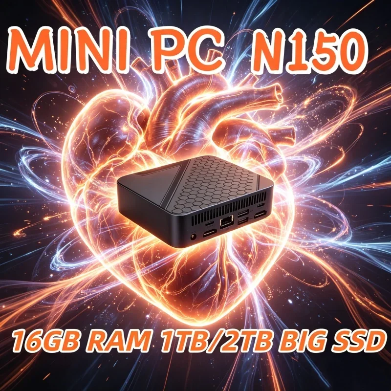 Mini PC Glimmering Turmoil 2026 Equipado con Core N150, RAM de 1 TB, SSD, WIFI 6, BT5.2, 4K HD, Ideal para Juegos y Negocios