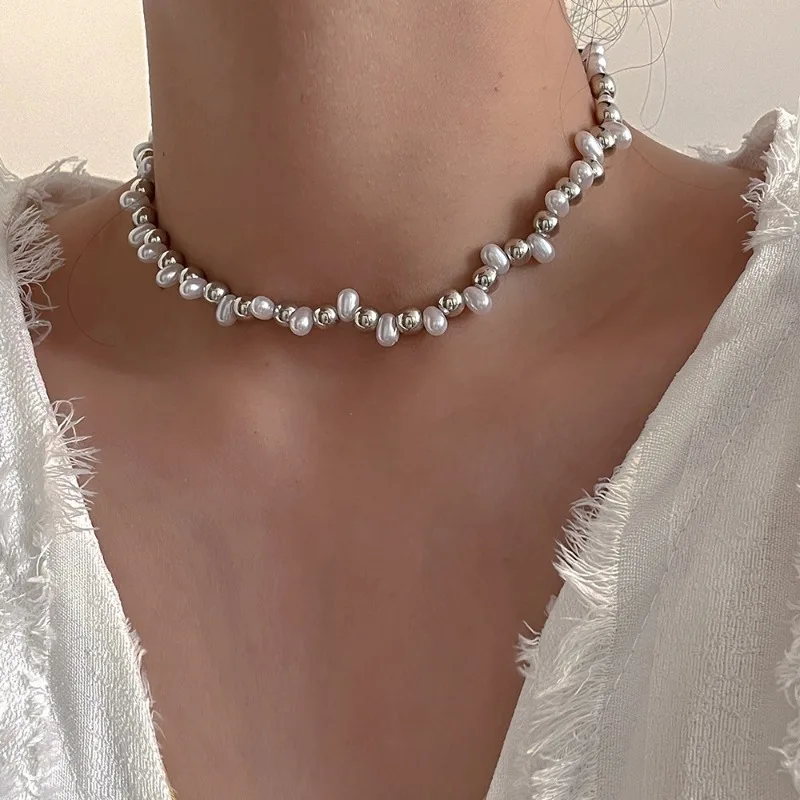 Fashion Jewelry Sweet Korean Temperament Irregular Simulated Pearl Bead Necklace For Women Party Wedding Gifts Dropshipping