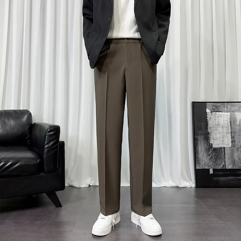 Suit Pants Men's Drape Korean Version Straight Wide-leg Loose Trousers Versatile Light Business Casual Trousers
