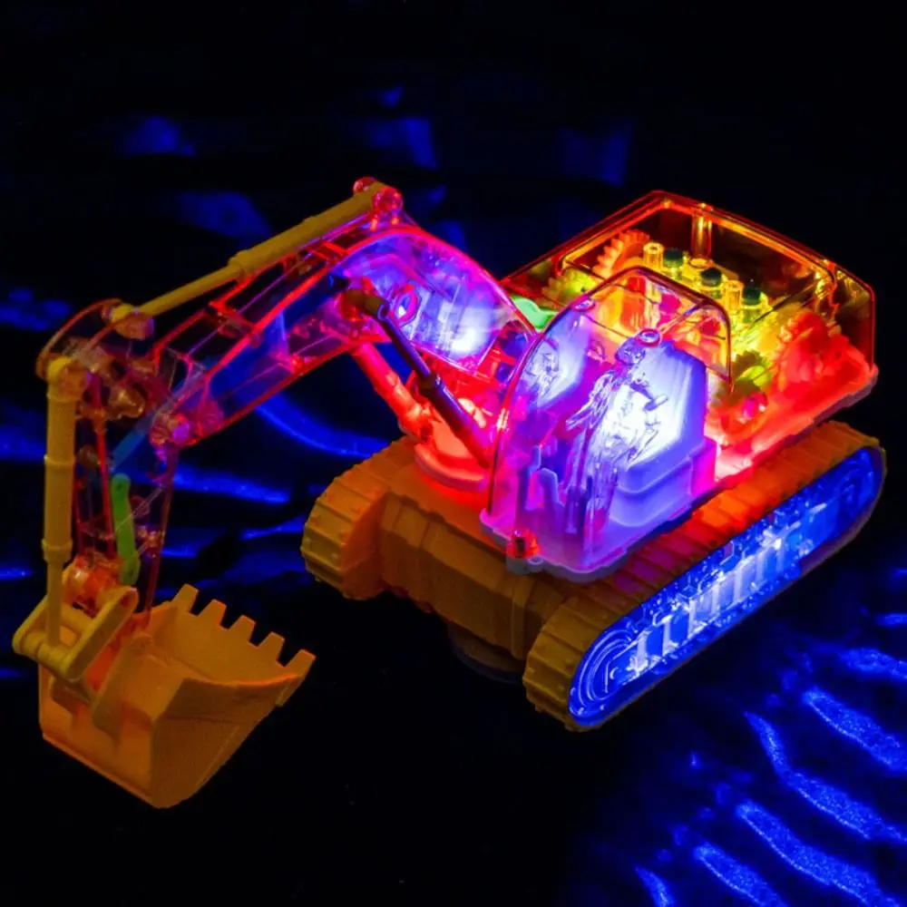 

LED Transparent Gear Car Electric Engineering Vehicle Mechanical Gear Excavator Light Music Realistic Light Up Excavator