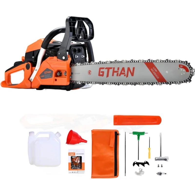 Chainsaw 62cc 20 Inch Saw 2-Stroke Gas Powered 4.2hp Handheld Cordless Petrol Saws Trees Wood Farm Garden Ranch Forest Cutti