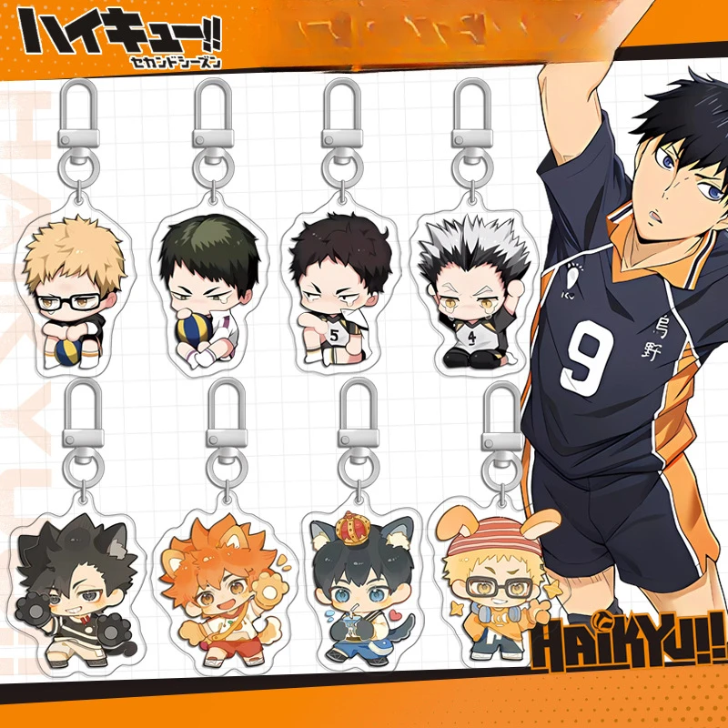 Shoyo Hinata Tobio Kageyama Kei Tsukishima Kotaro Bokuto Anime Peripherals Q Version Acrylic U-shaped Keychain Backpack Pendant