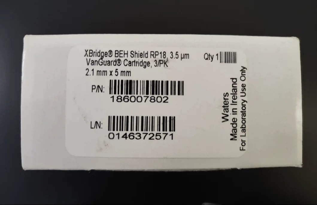 المرحلة السائلة المائية قبل العمود 186007802؛ XBridge BEH Shield RP18؛ عمود حماية HPLC #2