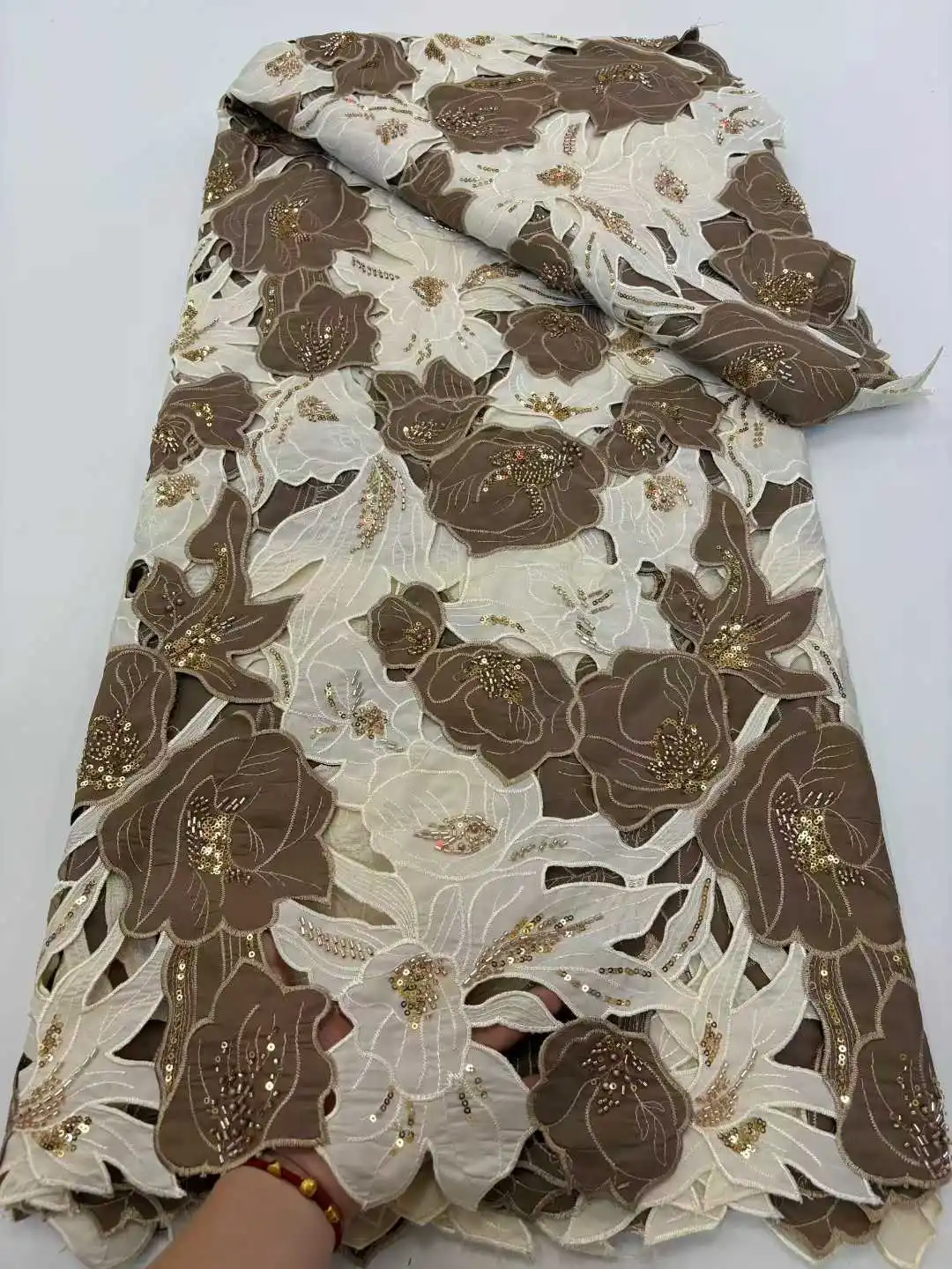 Nigerian French Sequins Mesh Lace Fabrics 5Yards 2025 New African Milk Silk Net beaded Laces for Women Wedding Dresses Sewing