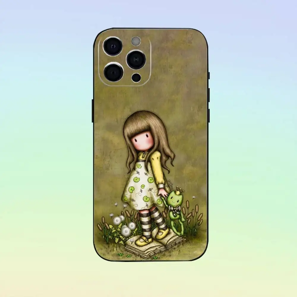 Simpatica custodia per telefono S-Santoro G-Gorjuss per iPhone 17, 16,15,14,13,12,11, altre cover nera in morbido silicone