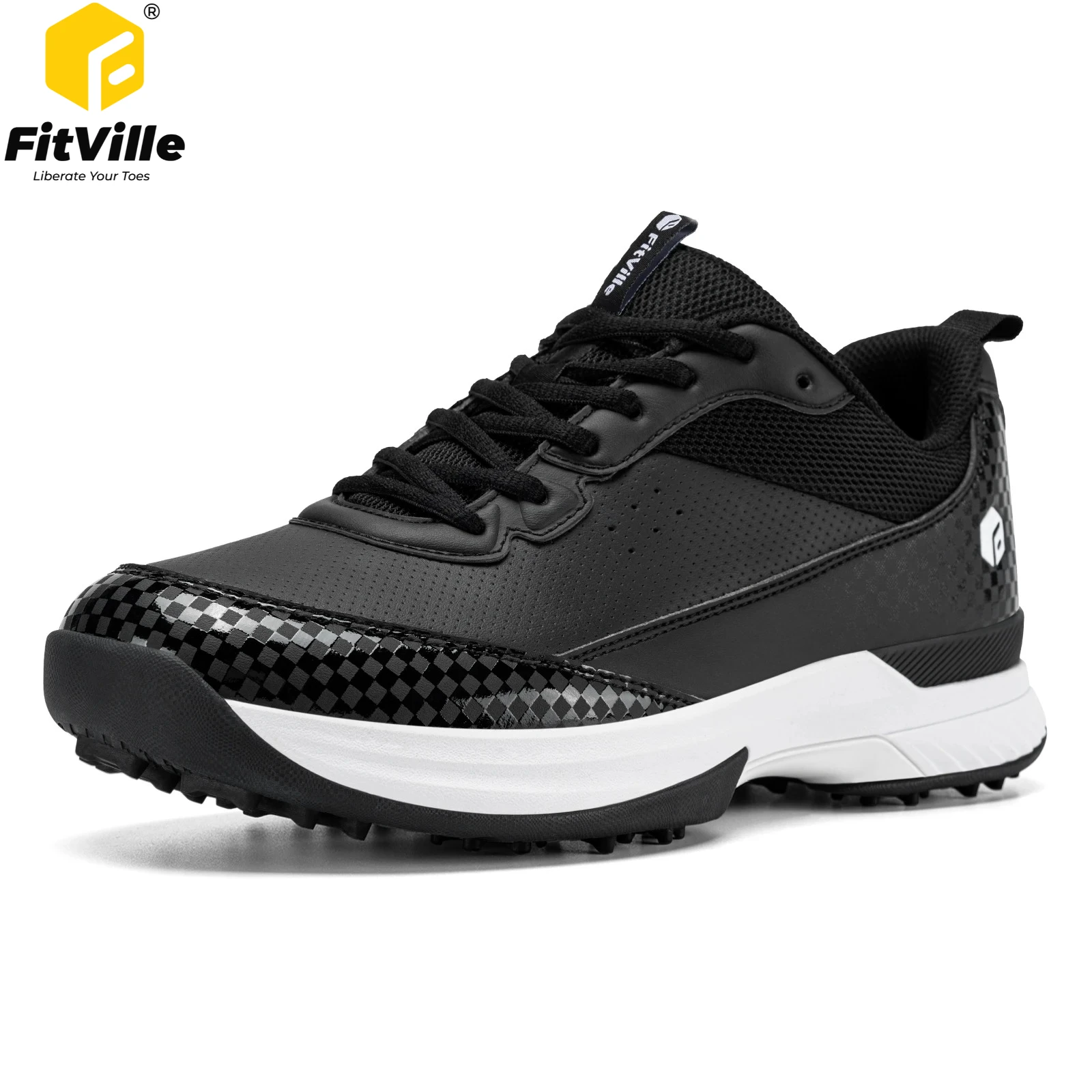 

FitVille Men's Golf Shoes Extra Wide Professional Golfing Sneakers Waterproof Casual Golfer Trainer Shoes for Men Non-slip