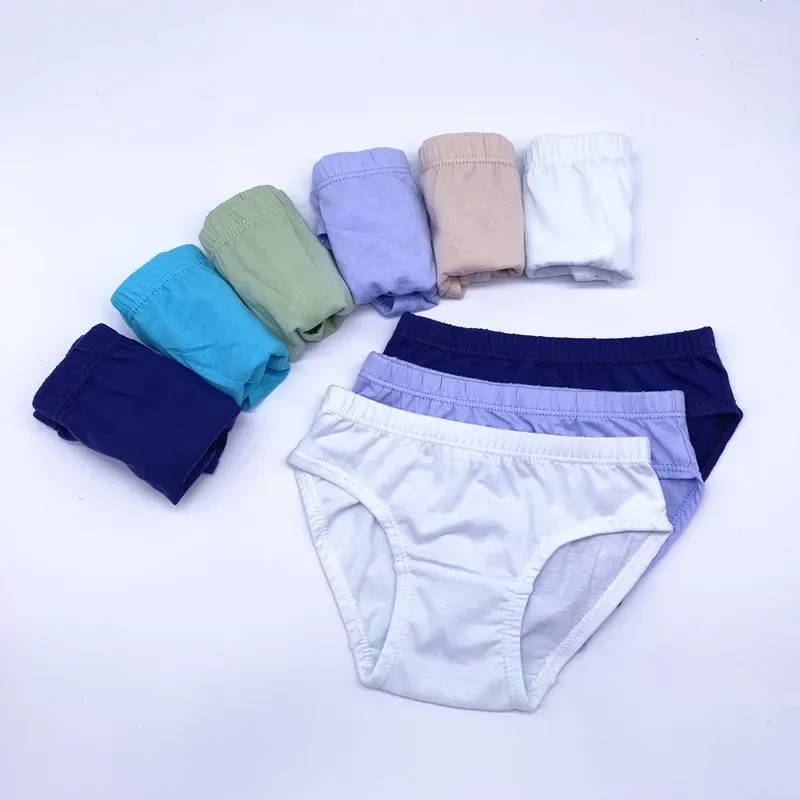 12pcs/Lot Solid Color Boys Underewears Baby Brief Panites Cotton Shorts Suit 2-11Years