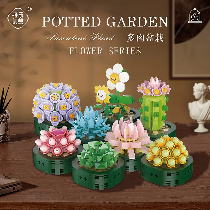 Flower Bouquet Building Block for Children Girl 6 to 10 Year Old Birthday Gift Kids Toy Game Child 3d Constructor Micro Bricks