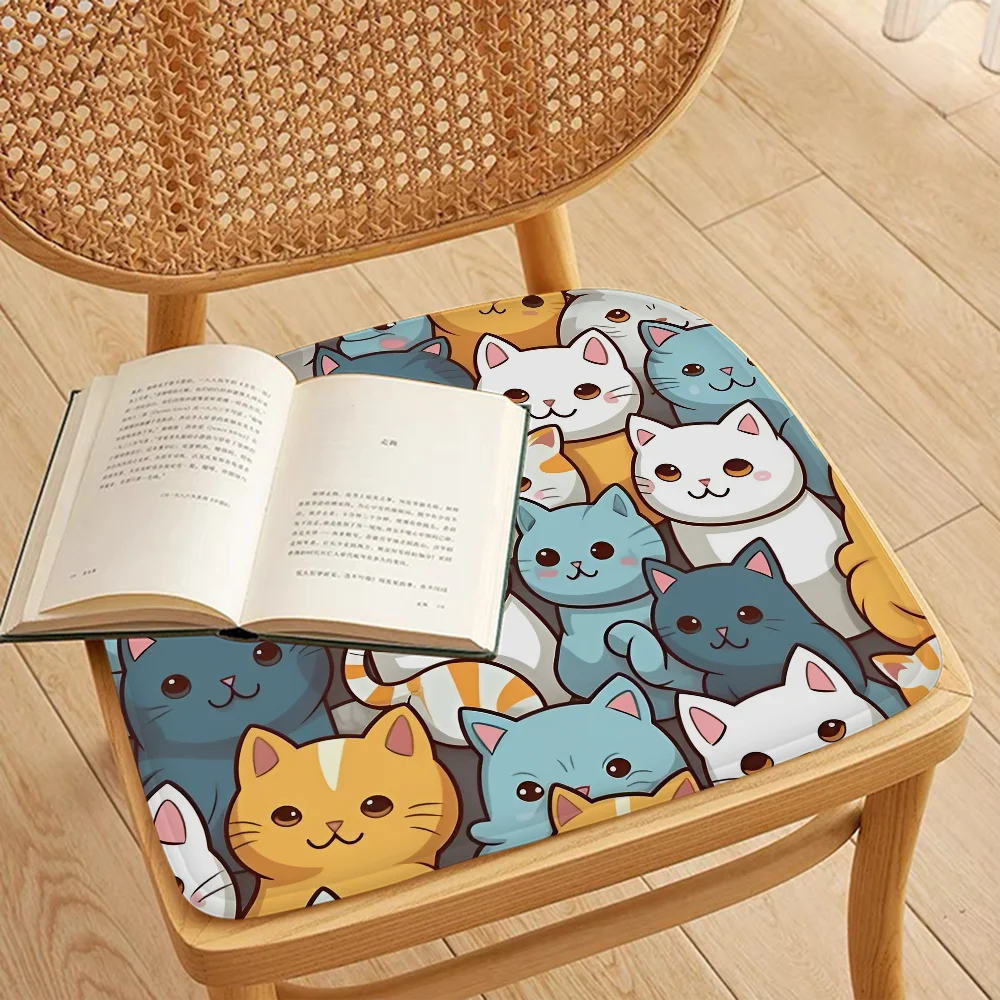 Cartoon Cute Cats Background  Art Chair Cushion Soft Office Car Seat Comfort Breathable 45x45cm Sofa Decor Tatami