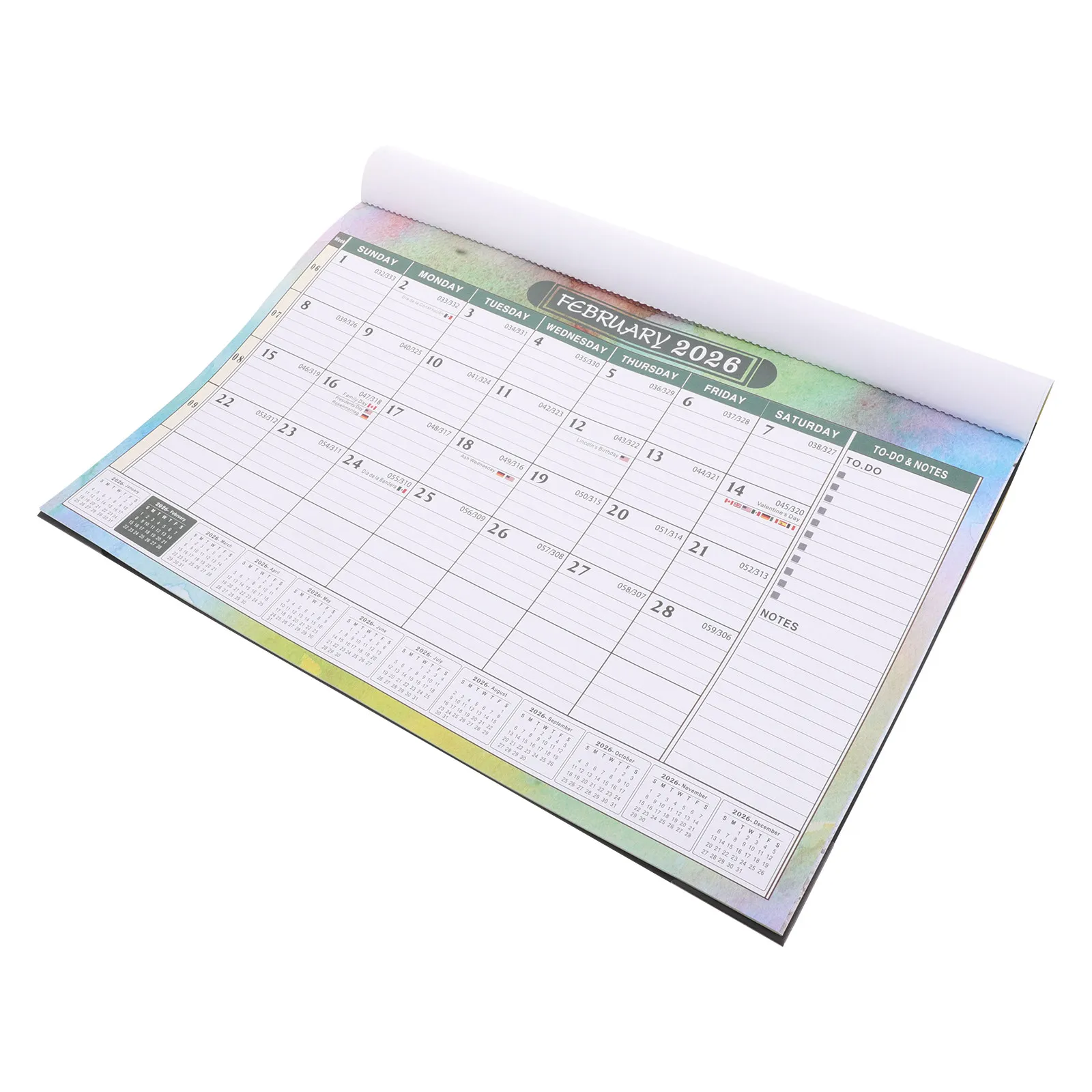 

English Hanging Wall Calendar Large Format 2025.7-2026.12 Spiral Binding Smooth Surface Easy Hang Office Home School Annual